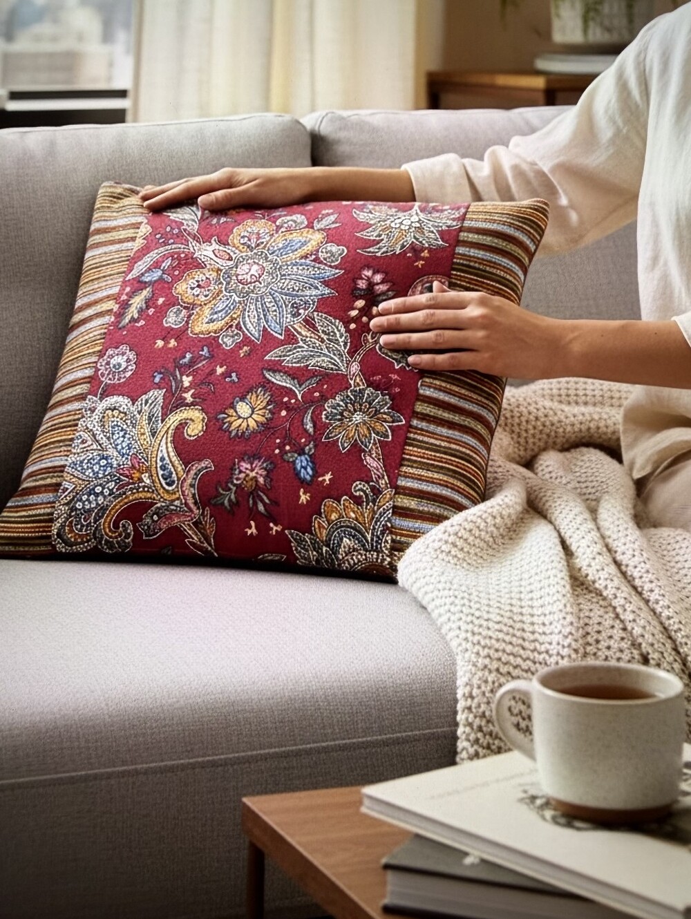Home Accents Red Floral Paisley - Accent Pillow.